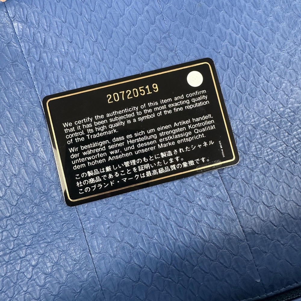 CHANEL Classic Flap Blue Python Leather Silver Ha… - image 12